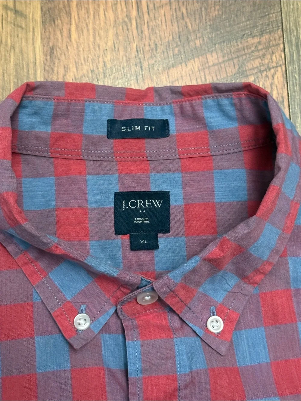 J.Crew Slim Fit Red Blue Gingham Button Down Shirt Men’s XL Spring 2018